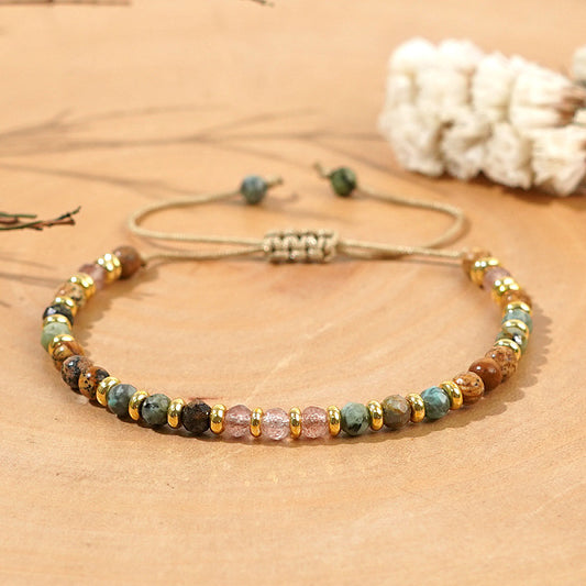 Vintage style gemstone beaded bracelet with unique European and American design.