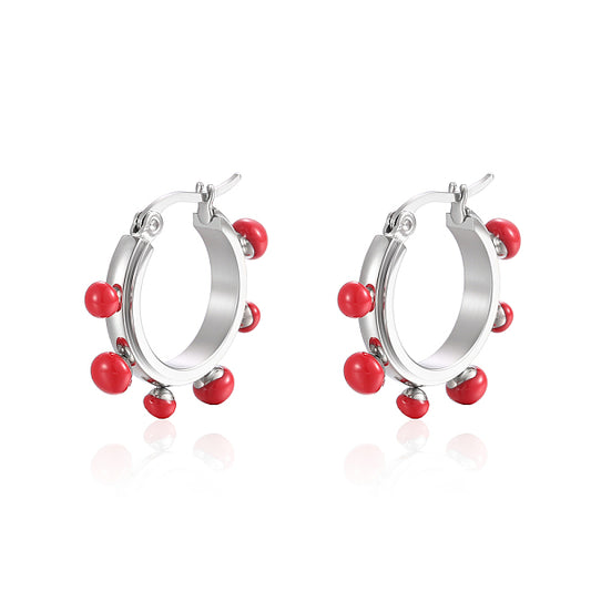 Stylish Stainless Steel Round Pearl Earrings for Women's Daily Wear