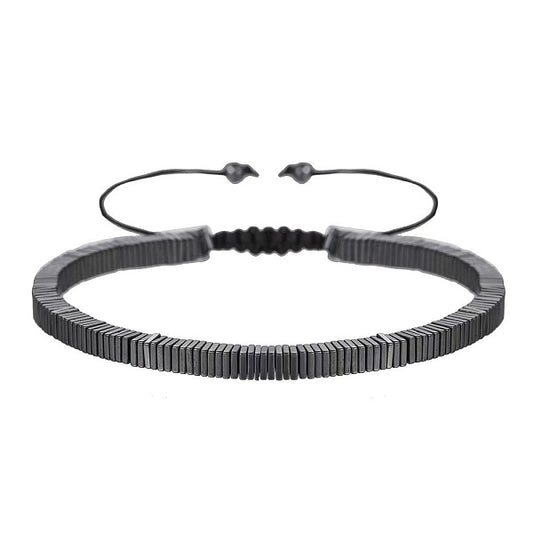 Geometric Creativity Love Flat Beads Round Beads Black Gallstone Handwoven Bracelet Personalized Adjustable Bracelet for Women