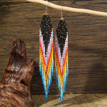 Bohemian Tassel Earrings for Bestie: Colorful Beads and Fringe Design
