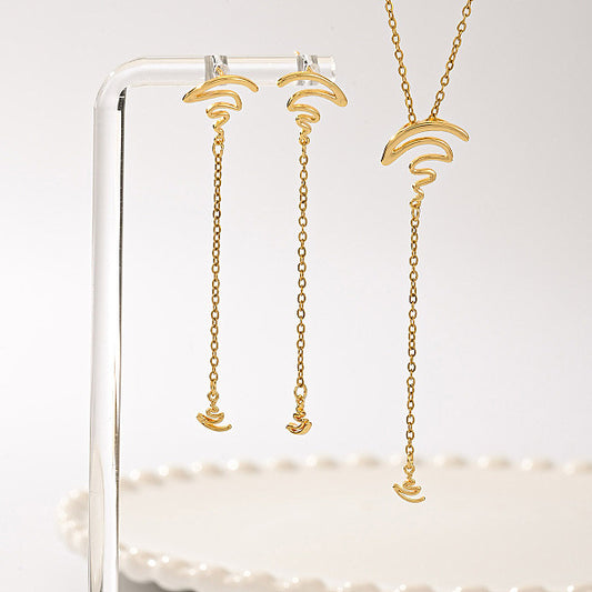 Elegant Vintage Metal Fringe Necklace Earrings Set for Women.