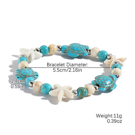 Hand woven knotted bracelet  European and American  ocean series natural seashell starfish bracelet