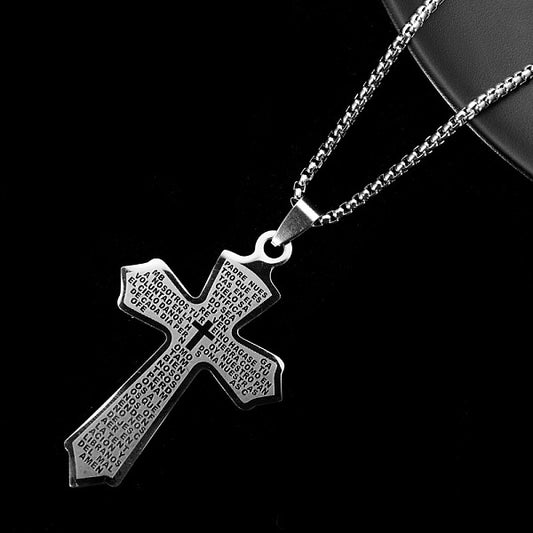Stainless steel cross pendant with personalized hip-hop sweater chain decoration