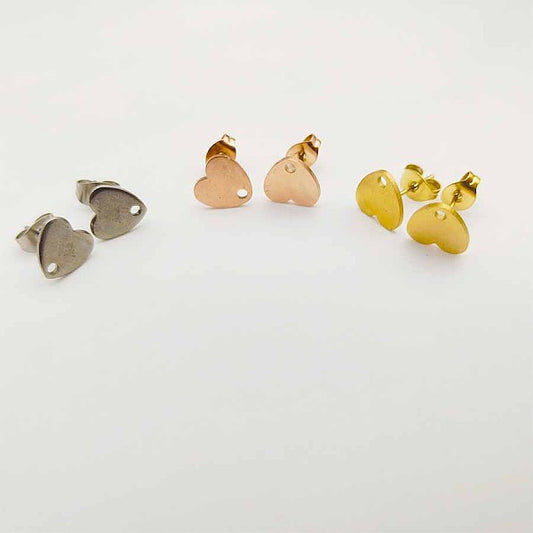 Stainless steel small earrings, heart-shaped pieces, small earrings, DIY jewelry, earrings