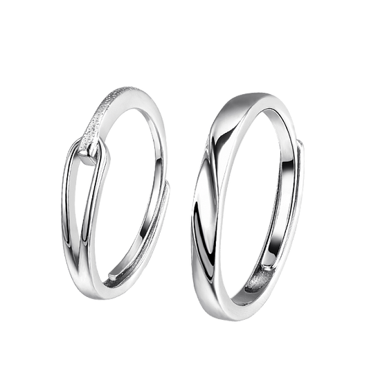 S925 Silver Couple Rings with Adjustable Size for Sweet Romance