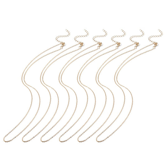 6Pcs Iron Cable Chains Necklaces for Women