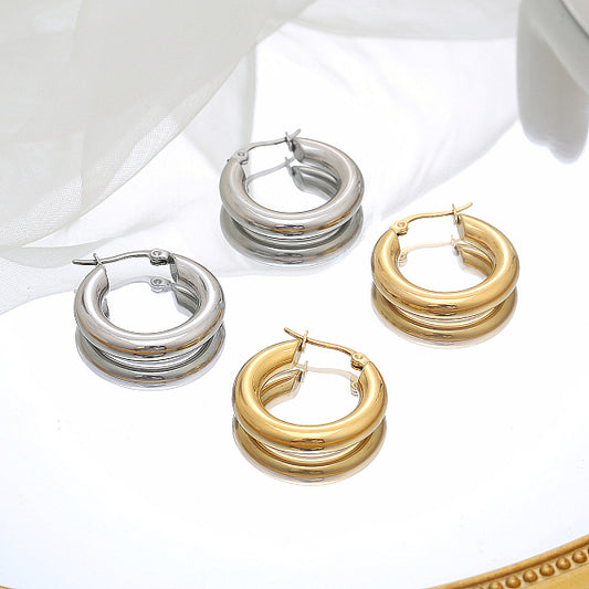 Elegant Stainless Steel Hoop Earrings for Women's Daily Wear