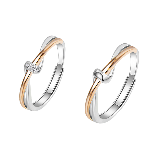 S925 Silver Twin Knot Couple Rings Unique Design Adjustable Size