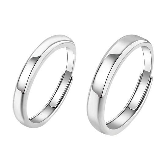 S925 Silver Couple Rings Simple and Adjustable Anniversary Gift