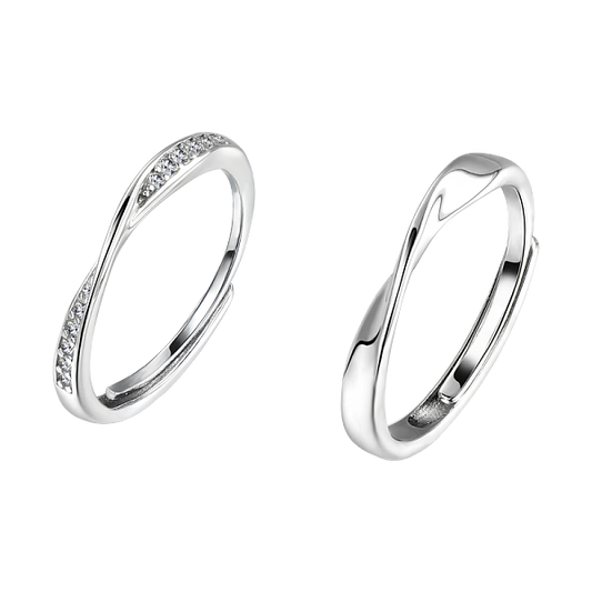 S925 Silver Mobius Couple Rings, Infinite Love Unique Design