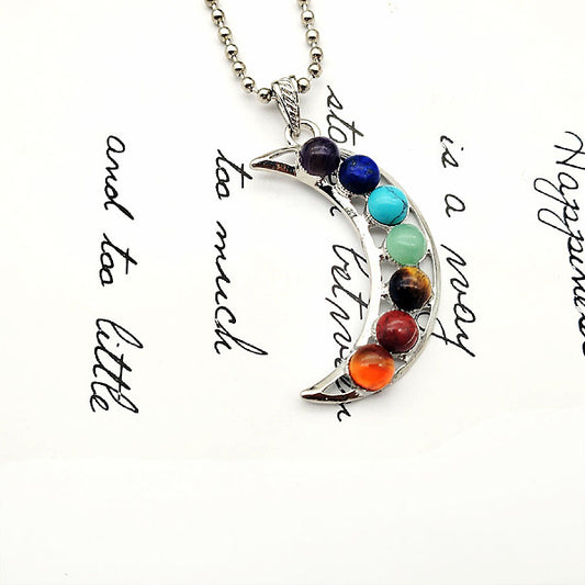 Natural crystal seven color pendant necklace for men and women's popular European and American necklaces and pendants
