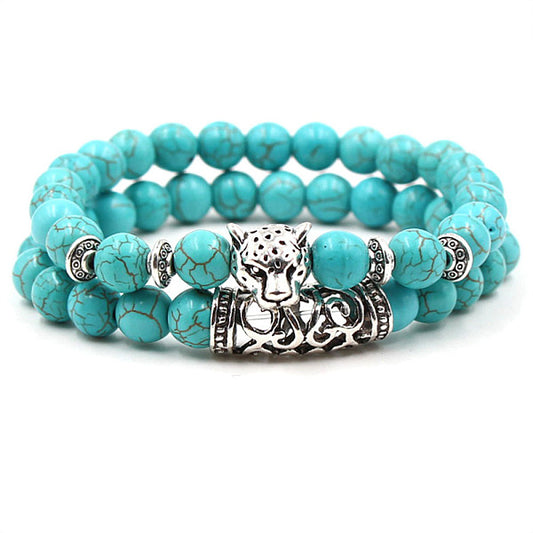 Natural Stone Animal Hand Bracelet Buddha Beads Energy Turquoise Buddha Beads Elastic Bracelet