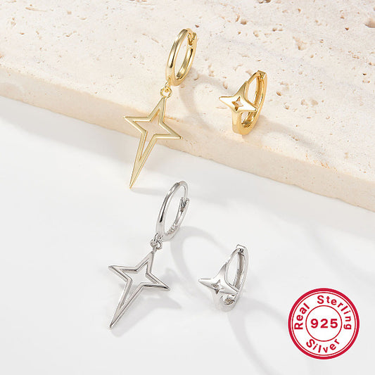 S925 Silver Earrings for Women: Minimalist, Elegant, Star-shaped Ear Jewelry
