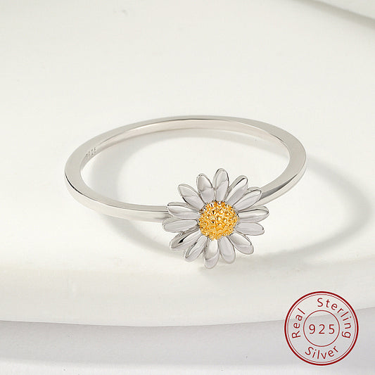 925 Sterling Silver Daisy Design Fashion Women's Ring - Holiday Accessory/Silver