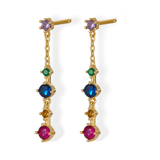 S925 Silver Earrings with Zircon Stone, Elegant and Luxurious Jewelry