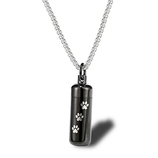 Stainless Steel Perfume Bottle Pendant Necklace with Paw Print Design