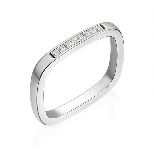 Simple and Elegant Square Diamond Oval Ring