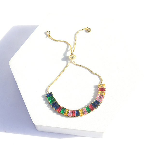 Colorful Rainbow Stretch Bracelet with Shimmering Zirconia Stones
