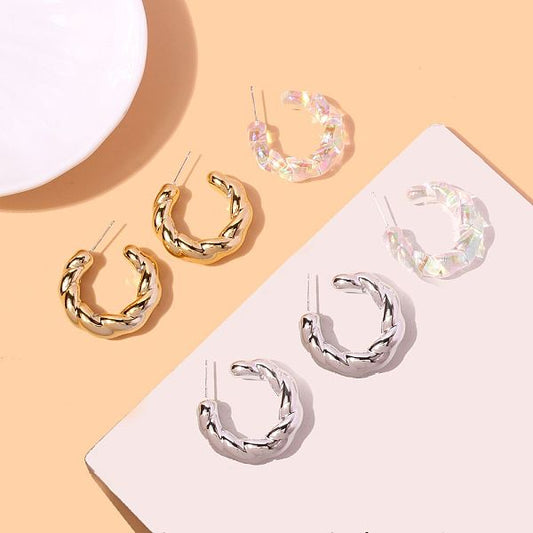 1 Pair Simple Style C Shape Transparent Arylic Earrings