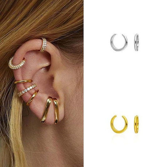 Simple Style Copper Gold Plated Circle Ear Clip Earrings