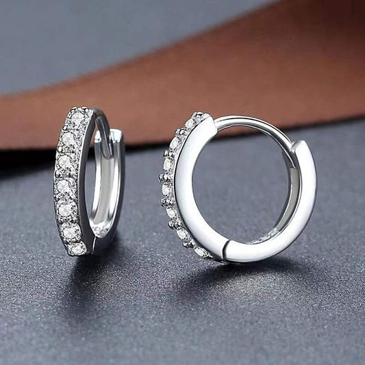 1 Pair Simple Style Shiny Round Brass Plating Inlay Zircon White Gold Plated Platinum Plated Hoop Earrings