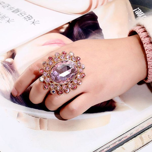 Hot Retro Full Diamond Crystal Glass Adjustable Ring Wholesale