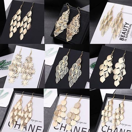 Fashion Leaf Metal Plating Women'S Drop Earrings 1 Pair