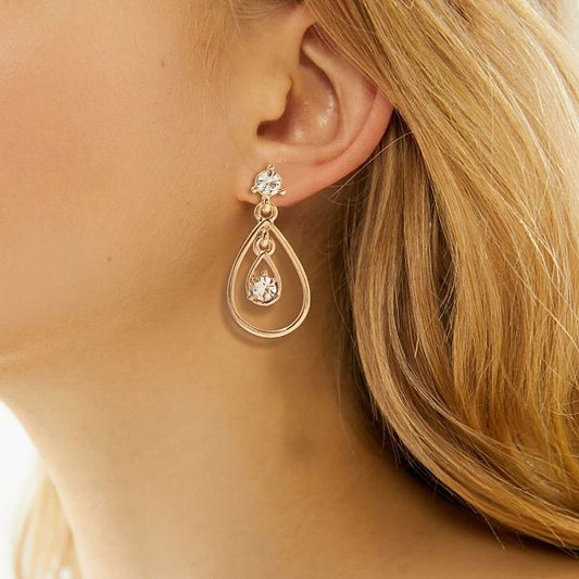 Wholesale Jewelry Vintage Style Simple Style Water Droplets Alloy Rhinestones Hollow Out Inlay Drop Earrings