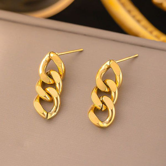 1 Piece Retro Simple Style Solid Color Plating Titanium Steel 18K Gold Plated Drop Earrings