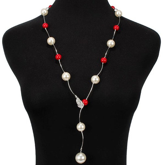Fashion Long Rhinestone-studded Beads Necklace