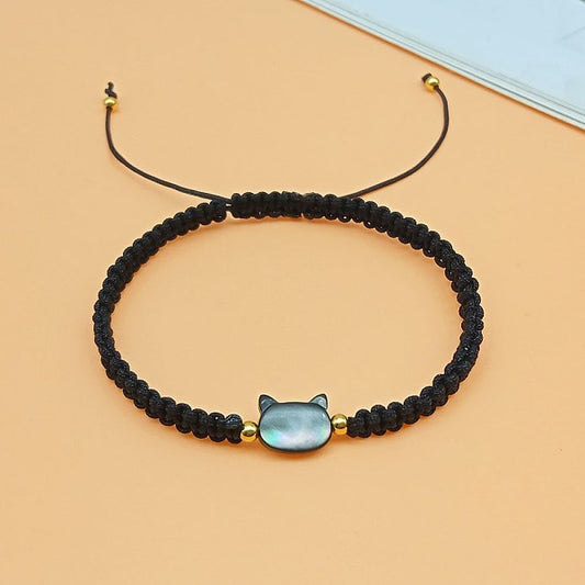 A niche design for female seashells, black cats, handmade woven bracelets, light and luxurious feeling bracelets, best friend bracelets