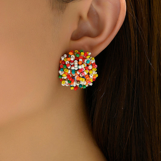 Bohemian Colorful Beaded Earrings for Women's Carnival Holiday Party Gift.