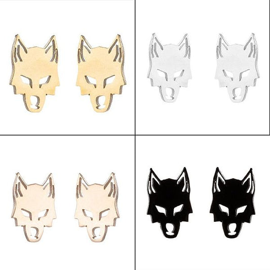 1 Pair Punk Wolf Stainless Steel Ear Studs