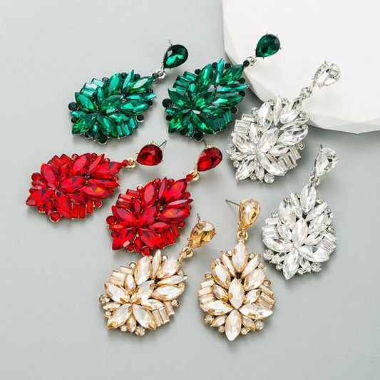 Fashion Solid Color Alloy Inlay Rhinestones Glass Drop Earrings 1 Pair
