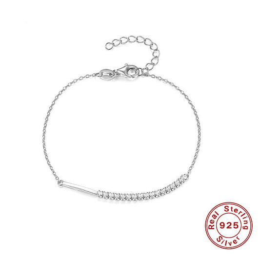 S925 Silver Bracelet with Cubic Zirconia, Minimalist Fashion Jewelry for Men and Women