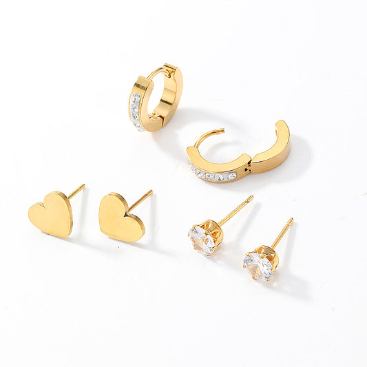 Fashionable minimalist butterfly heart cross earrings set of five