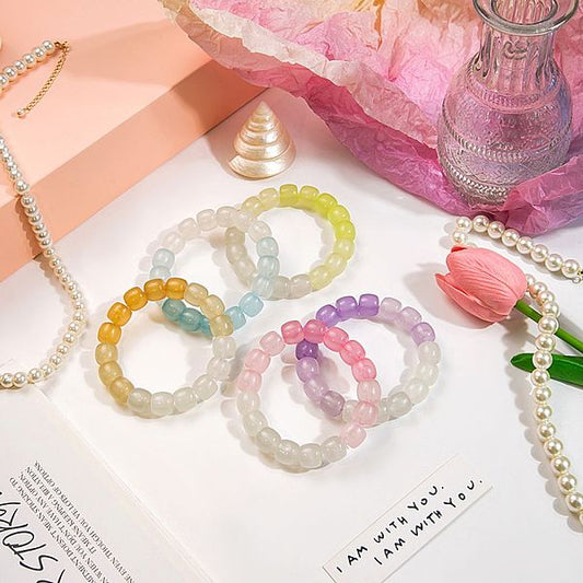 Casual Simple Style Round Gradient Color Plastic Beaded Plating Women'S Bracelets