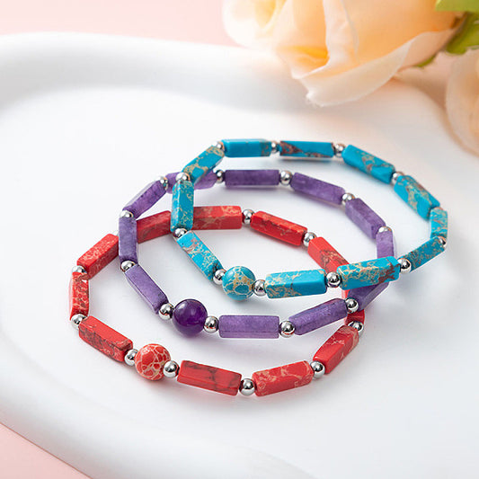 Turquoise round bead long bracelet
