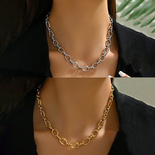 Minimalist Hip-hop Cold Metal Chain Versatile Necklace for Daily Vacation Streetwear