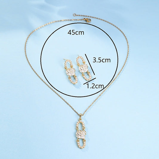 French Vintage Rose Jewelry Set - Perfect Valentine's Day Gift for Women