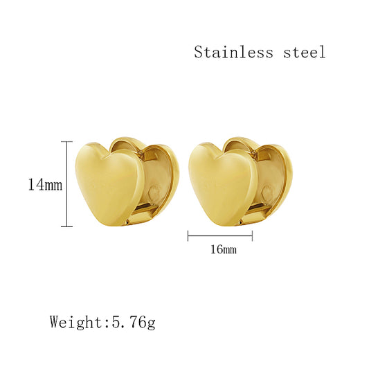 Stainless Steel Double-sided Heart Earrings, Perfect Valentine's Day Gift