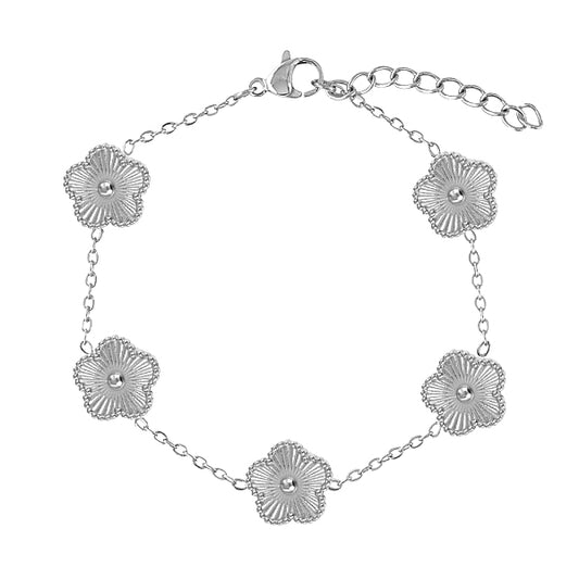 Stylish Stainless Steel Flower Bracelet for Women's Daily Wear