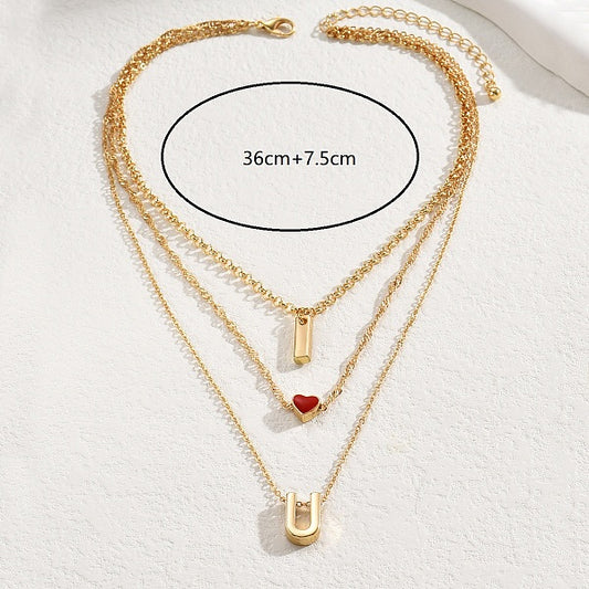 Bohemian Vacation Style U-shaped Heart Multilayer Necklace - Exquisite Valentine's Day Gift