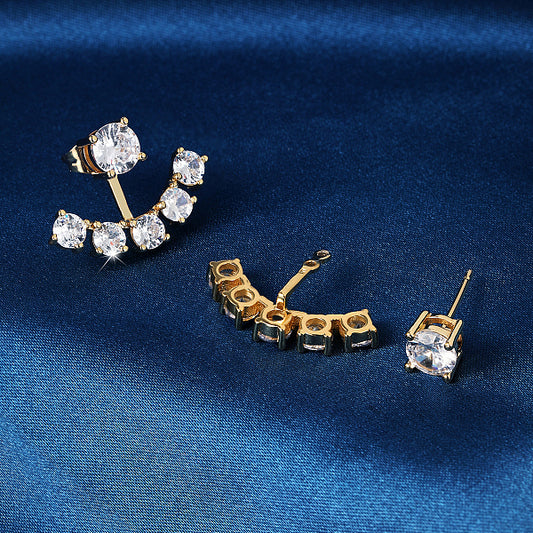 18K Gold Plated Alloy Earrings with Zircon Stone, Versatile and Stylish