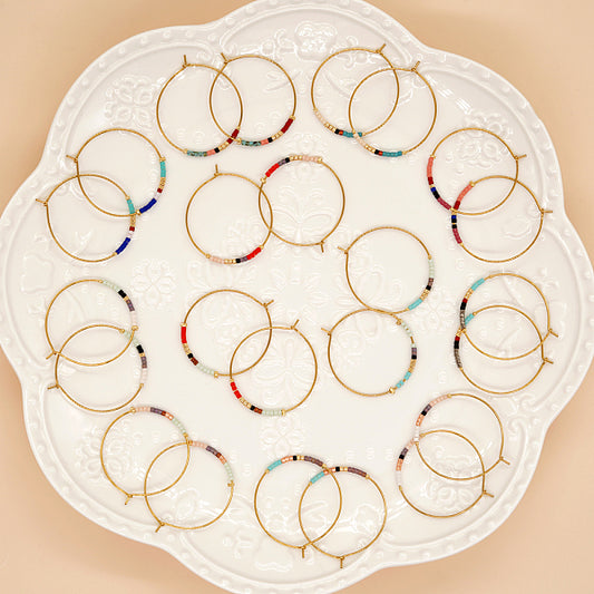 Stylish MIYUKI Earrings with Circular Ring Design
