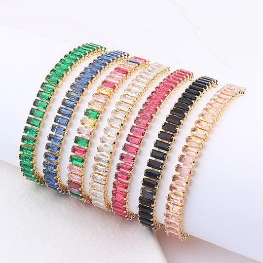 Colorful Rainbow Stretch Bracelet with Shimmering Zirconia Stones
