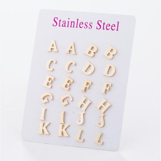 Women'S Fashion Simple Style Letter Stainless Steel No Inlaid Ear Studs Stainless Steel Earrings