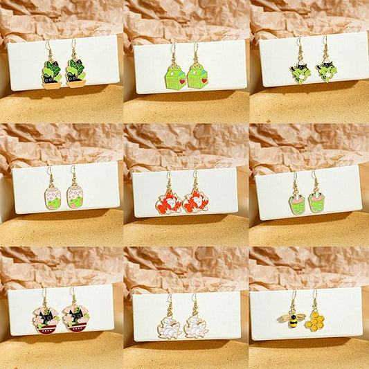 Cartoon Style Animal Flower Alloy Plating Women'S Drop Earrings