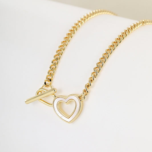 Cuban Heart Necklace: Minimalist Copper Chain for Valentine's Day and Daily Wear