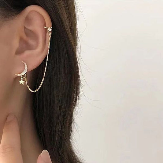 1 Piece Vacation Modern Style Simple Style Moon Alloy Plating Artificial Rhinestones Women'S Drop Earrings